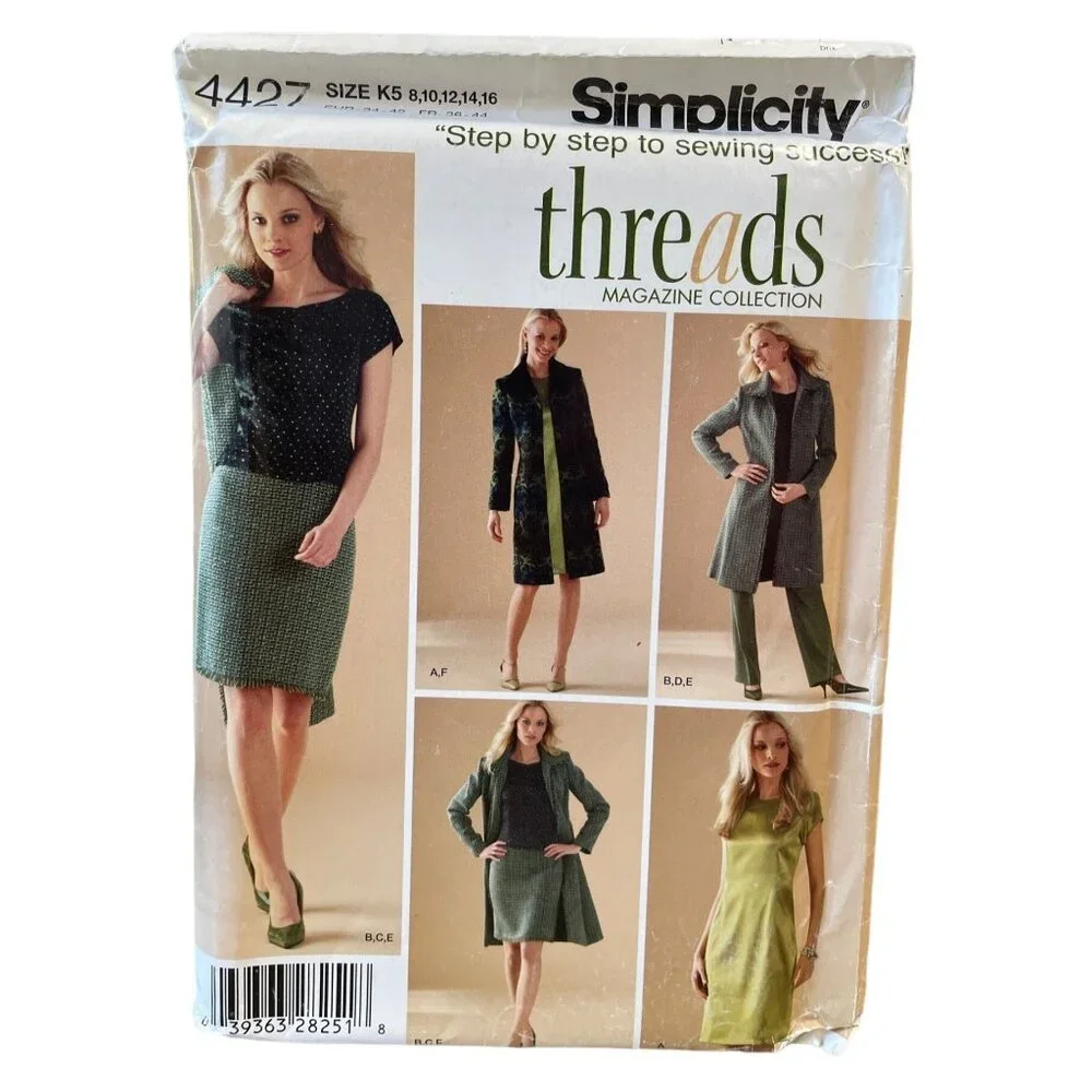 Simplicity Sewing Pattern 4427 Misses‎ Petite Dress Top Skirt Pants Coat 8-16